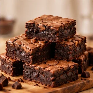 Stacked chocolate brownies; example photo