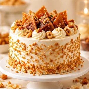 Butterscotch cake with crunchy topping; example photo