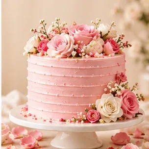 Pink floral cake; example photo